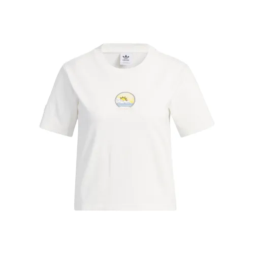 Adidas Originals Т-рубашка с рукавом-трубой женская белая