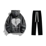 Костюм (Темно-серая толстовка + черные брюки)
