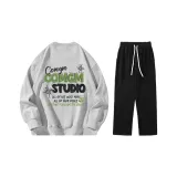 Комплект одежды (Серый топ + Черные штаны)