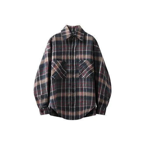 BABUGGE Винтажная Клетчатая Унисекс Рубашка