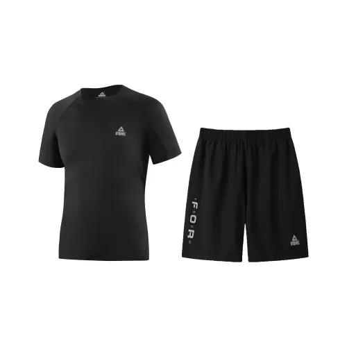 PEAK Бег Одежда Комплекты Унисекс Двухкомпонентный Набор Черный