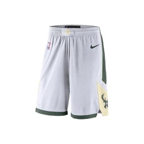 nike Milwaukee Bucks Dri-FIT Баскетбольные шорты Мужские Белые Зеленые