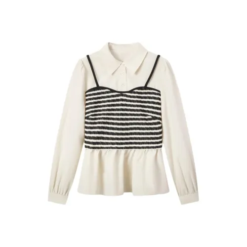 EICHITOO Рубашка Женская Экрю Полосы