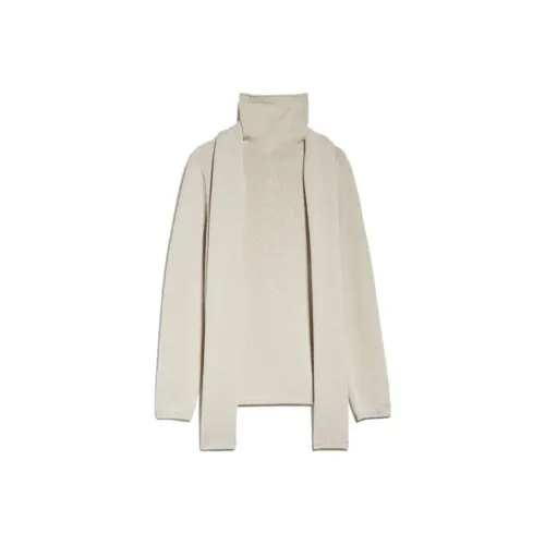 'S MAX MARA Швеция Коллекция Шарф Детали Шерсть POLO Шея Свитер Женские Бежевый