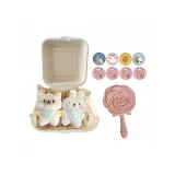 Еда Кошка+Кролик Обед Коробка+Два Стикера+14см Розовое Зеркальце