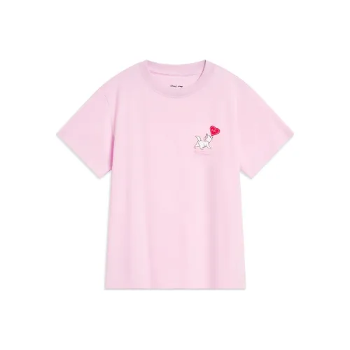 LiNing x Disney Sports Trend Series T-Shirt Женская Вишневый цветок Розовый