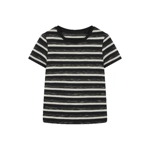 Mo Han Yi Mei Стандартная T-рубашка Женская Черно-белые полосы