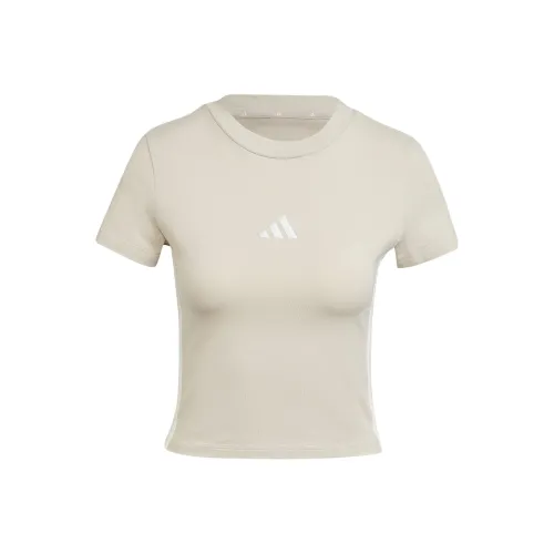 Adidas ESSENTIALS3 Stripes Standard T-Shirt Women's Miracle Боксит Коричневый Белый