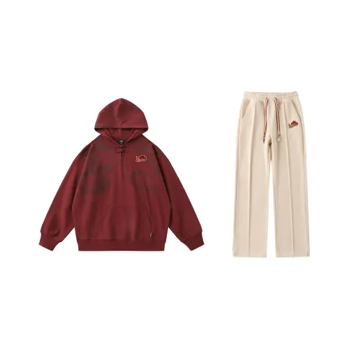 LAMLICKA Комплект Свитшот Унисекс Красный+Абрикос