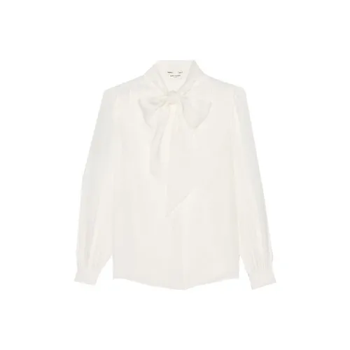 SAINT LAURENT Рубашка Женская Молочно-белая