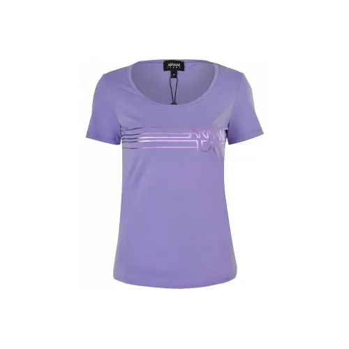 ARMANI JEANS Светло-фиолетовые Женские Т-рубашки