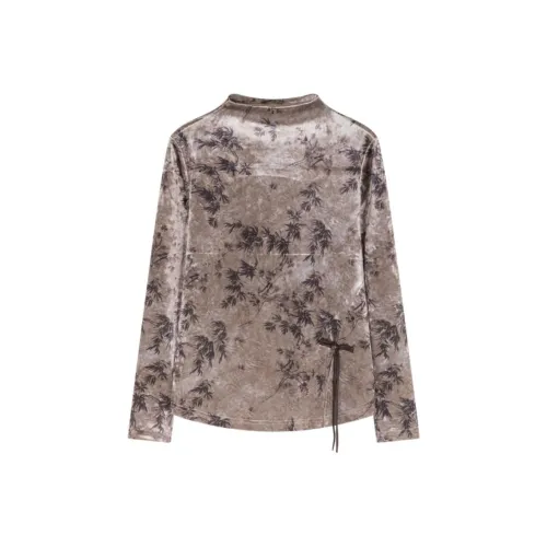 IHIMI Свитер Женские Цветочный Кофейный