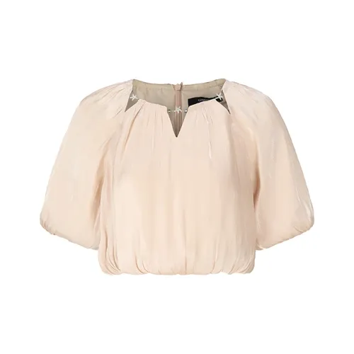 GIMING Рукав-фонарик T Рубашка Женская Абрикос