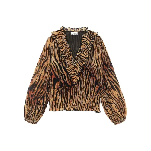 GANNI Коричневые Женские Рубашки