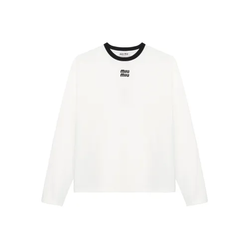 MIU MIU SS24 Рукав с оборванным плечом T-рубашка Женская Белая