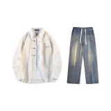 Комплект (Белая рубашка + Ностальгические синие джинсы)