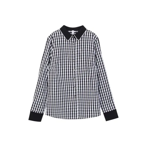Lucybaily Рубашка Женская Черно-Белая Клетка