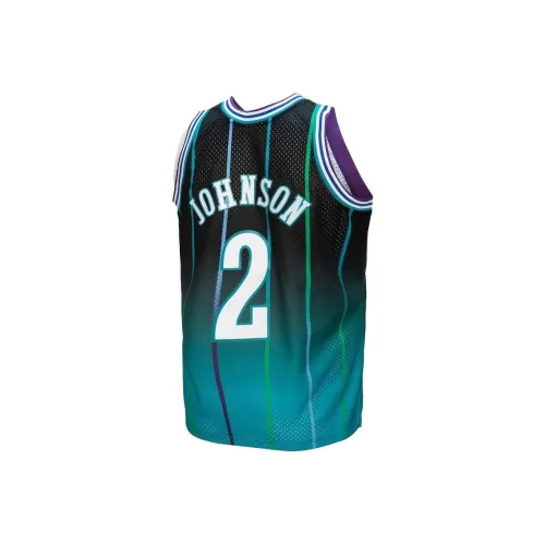 NBA Charlotte Hornets MITCHELL NESS Larry Johnson Баскетбольная Джерси Мужская Циан Черный