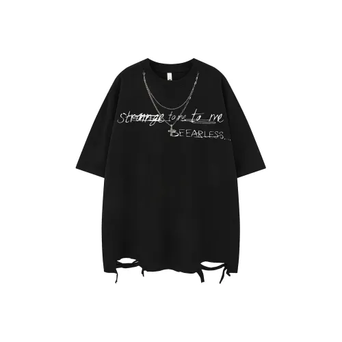 BEAR UNION Рукав с оборванным плечом T-рубашка Женская Черная