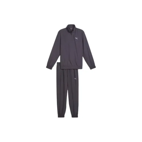 PUMA Вязаные ткани Полузастежка Tracksuit Повседневная спортивная одежда Мужская Galaxy Gray