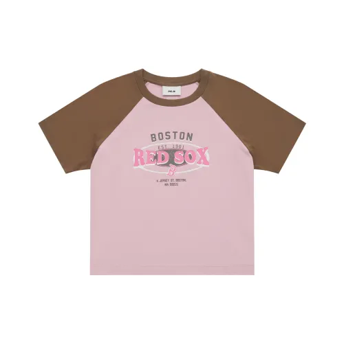 MLB Preppy Style Collection Boston Red Sox SS25 Реглан с коротким рукавом T-рубашка Женская Розовая