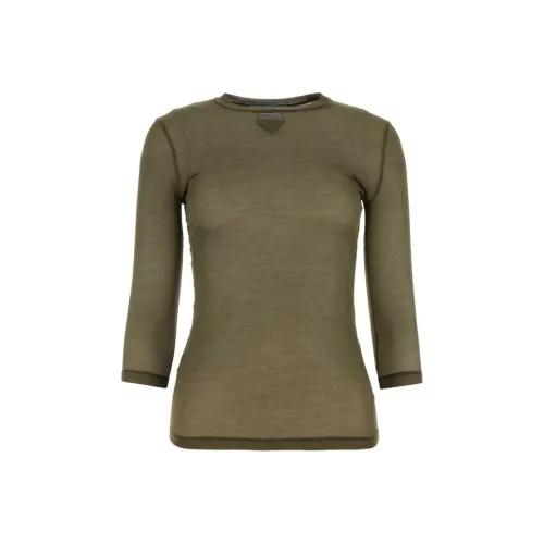 PRADA SS24 Стандартная T-рубашка Женская Зеленая