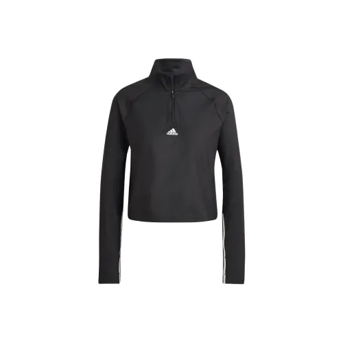 Adidas HYPERGLAM Cut 3 STRIPES 1 4 ZIP LONG SLEEVE TOP Толстовка Женская Черная