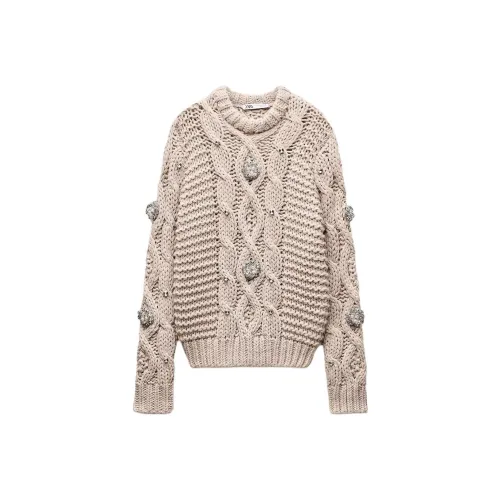 ZARA Светло-серый Розовый Женские Свитеры
