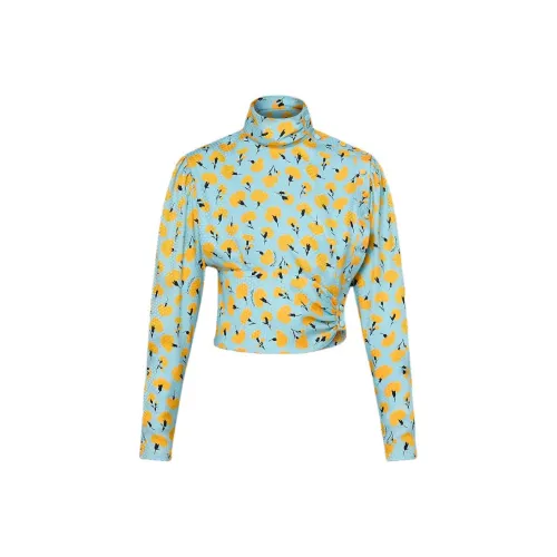 LOUIS VUITTON Гвоздика Принт Пуговица Блузка Рубашка Женская Оксфорд Синий