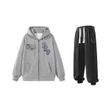 Комплект одежды (Серый свитшот + Черные спортивные штаны)