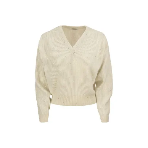 Brunello Cucinelli Белый Женские Кашемировые Свитеры