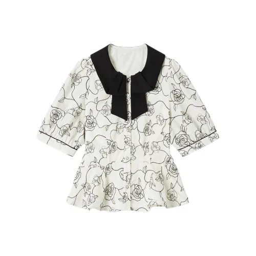 EICHITOO Рубашка Женская Экрю с Узором