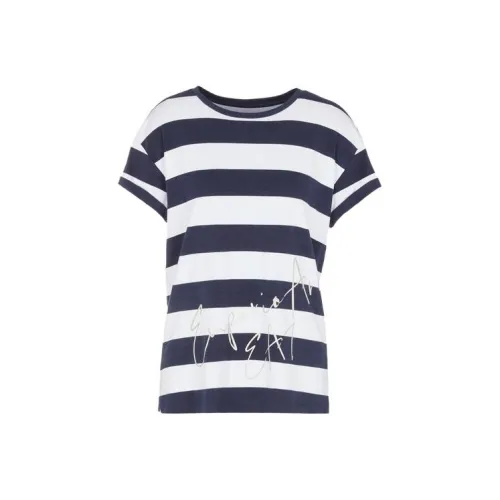 EMPORIO ARMANI EA7 Синий с Белым Lettering Женские Т-рубашки
