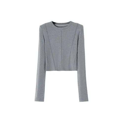 SOON FLOWER Стандартная T-рубашка Женская Серого цвета