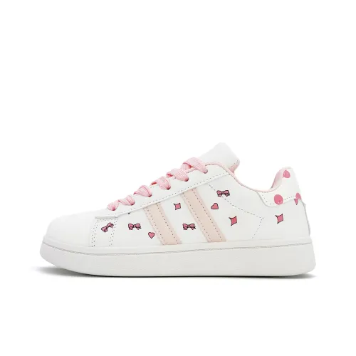 AQIUSHENG Низкие кроссовки для скейтбординга Женские Белые Розовые