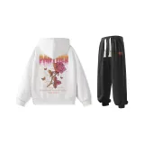 Комплект одежды (Белый свитшот + Черные штаны)