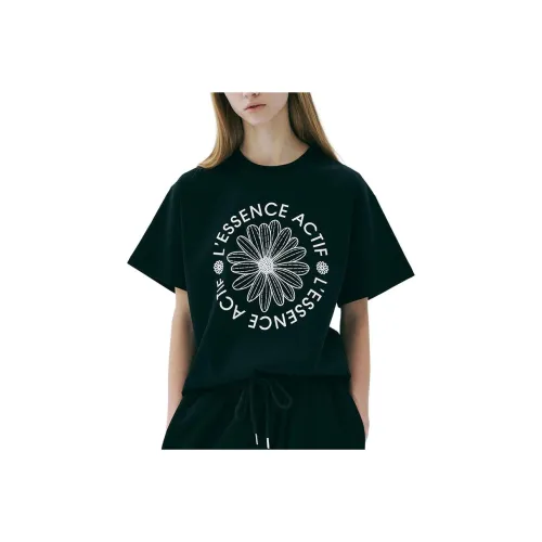 MARDI MERCREDI ACTIF Sports SS25 T-рубашка Женская Черная Айвори Корейский стиль