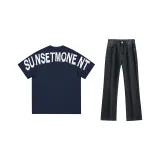 Темно-синий синий топ + черные штаны