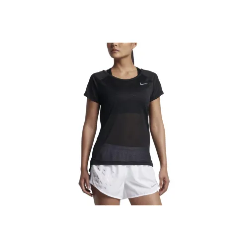 Nike Реглан-рукав Т-рубашка Женская Черный Отражающий Серебряный