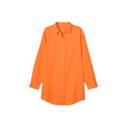 Victoria's Secret Розовый Boyfriend Платье-рубашка Апельсин Рубашка Женские Апельсин