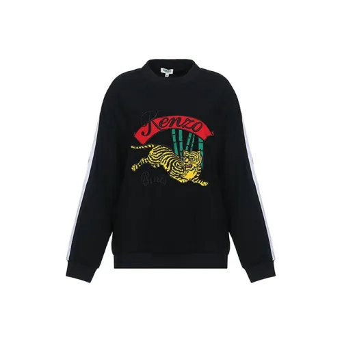 KENZO Black Tiger Pattern Bamboo Women's Sweatshirts KENZO Black Tiger Узор Бамбук Женские Свитшоты