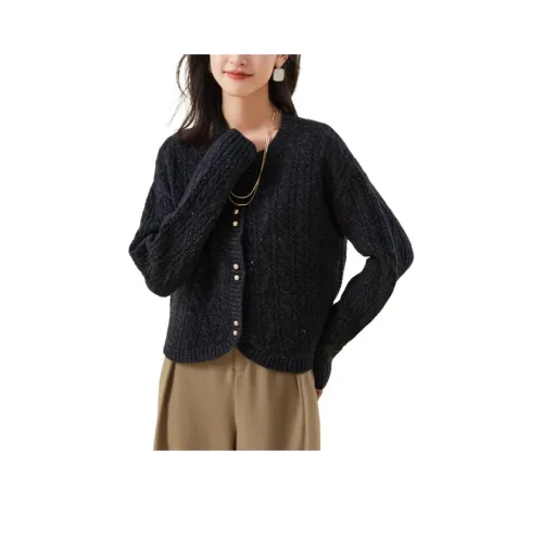 JINJU Свитер Женский Разноцветные Точки Черный