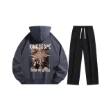 Комплект одежды (Темно-серый свитшот + черные штаны)