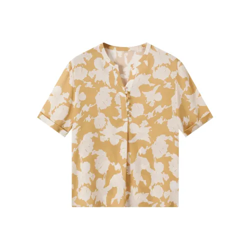 H YXIANG T Рубашка Женская Желтая Основа Лилия