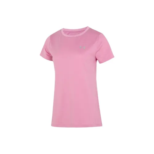 Under Armour Рукав реглан Короткий рукав T-рубашка Женская Ярко-розовая