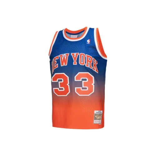 NBA x MITCHELL NESS Nike Patrick Ewing Баскетбольная Джерси Мужская Синяя Оранжевая