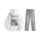 Комплект (белый топ+грязно-желтые брюки)