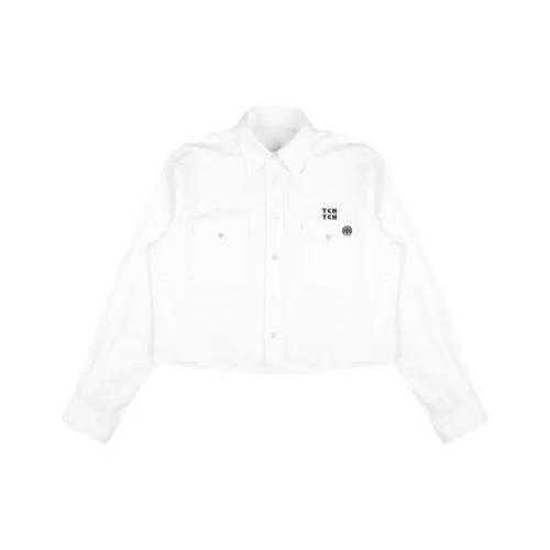 TCH Рубашка Женская Белая с Черным Логотипом