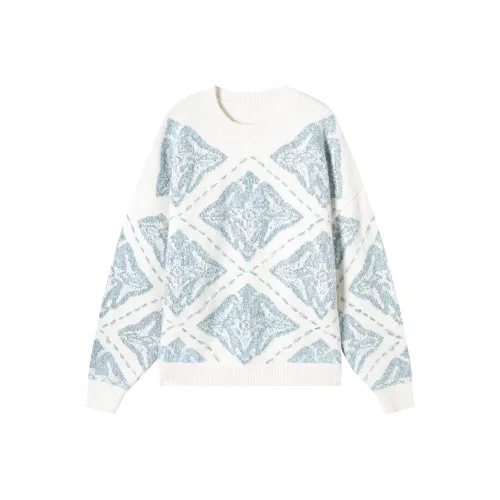 DIALOGUE Свитер Женский Синий Белый Ромб Узор Жаккард