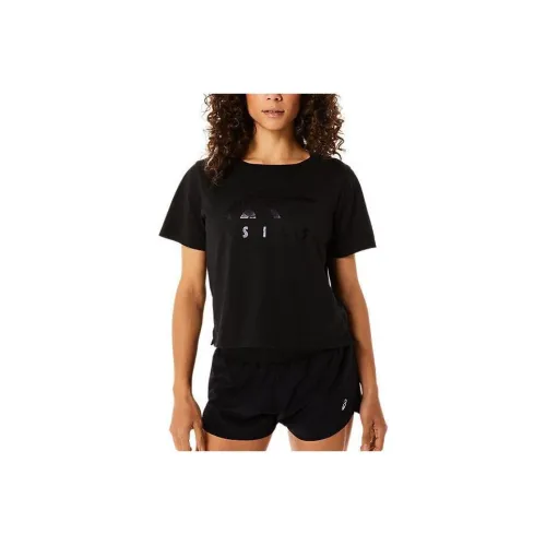 ASICS STRIPES Короткий рукав Boxy Tee T-рубашка Женская Черная